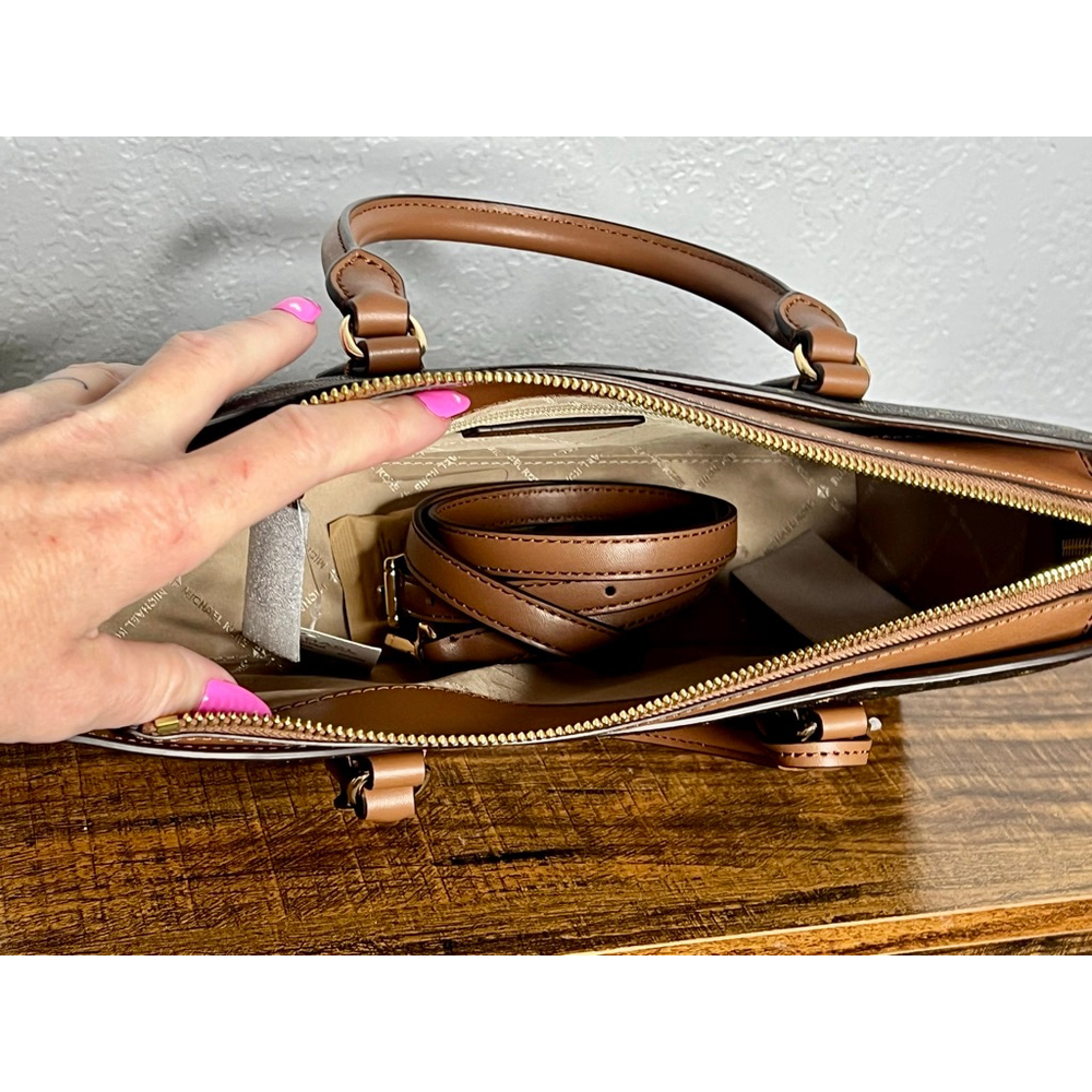 Michael Kors Arden Medium Brown Satchel with Gold Hardware & Star Pattern - Picture 9 of 13